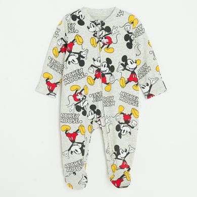 Cool Club, Pijama tip salopeta pentru baieti, albastru, gri, imprimeu Mickey Mouse, set, 2 buc.