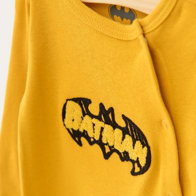 Cool Club, Pijama tip salopeta pentru baieti, galben mustar, gri, imprimeu Batman, set 2 buc.