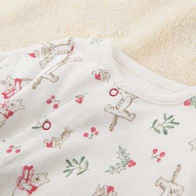 Cool Club, Pijama tip salopeta pentru baieti, gri, ecru, imprimeu Winnie the Pooh, set 2 buc.