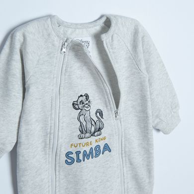 Cool Club, Pijama tip salopeta pentru baieti, gri melange, imprimeu Lion King