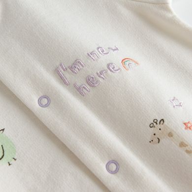Cool Club, Pijama tip salopeta pentru fete, bumbac organic, ecru