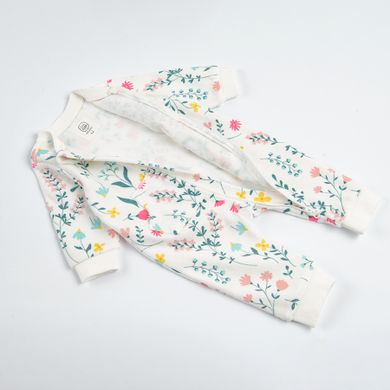 Cool Club, Pijama tip salopeta pentru fete, bumbac organic, ecru