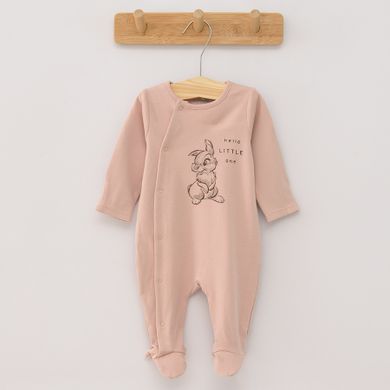 Cool Club, Pijama tip salopeta pentru fete, bumbac organic, ecru, roz, gri, imprimeu Bambi, set 3 buc.