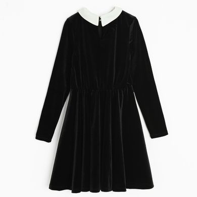 Cool Club, Rochie cu maneca lunga pentru fete, velur, negru