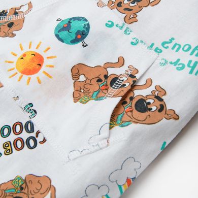 Cool Club, Salopeta Rompers pentru baieti, alb, imprimeu Scooby-Doo