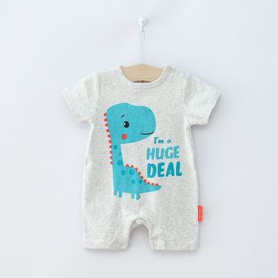 Cool Club, Salopeta Rompers pentru baieti, bumbac organic, mix de culori, imprimeu dinozauri, Fisher-Price, set 2 buc.