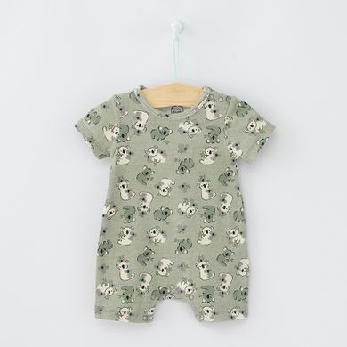 Cool Club, Salopeta Rompers pentru baieti, bumbac organic, mix de culori, imprimeu koala, set 2 buc.