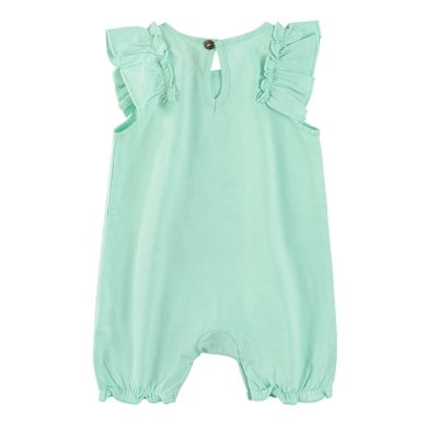 Cool Club, Salopeta Rompers pentru fete, bumbac organic, verde-menta, imprimeu zebra