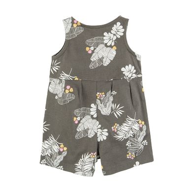 Cool Club, Salopeta Rompers pentru fete, negru-grafit, imprimeu flori