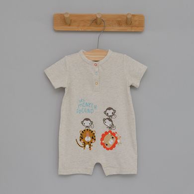Cool Club, Salopete rompers din bumbac organic pentru bebelusi, mix de culori, imprimeu Fisher-Price, set 2 buc.
