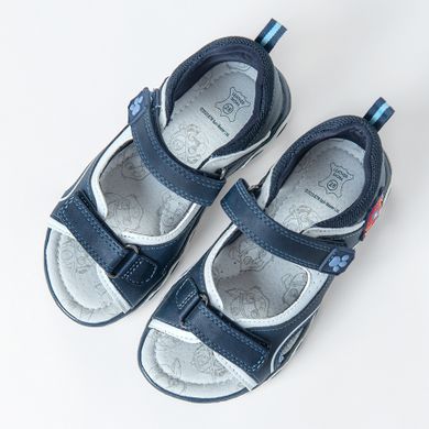 Cool Club, Sandale pentru baieti, parfumati, bleumarin, brant din piele, imprimeu Paw Patrol