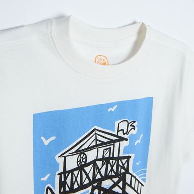 Cool Club, Set pentru baieti, Tricou, Pantaloni scurti, alb-portocaliu