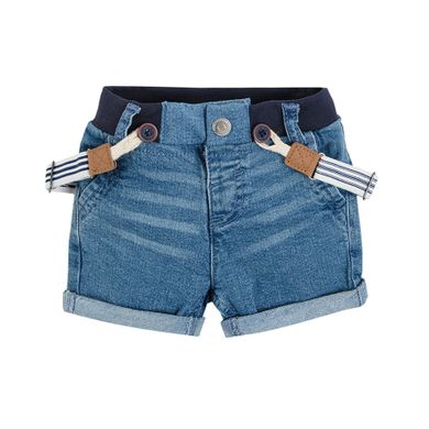 Cool Club, Set pentru baieti, tricou si pantaloni scurti de blugi, cu bretele, mix de culori, imprimeu Roarsome