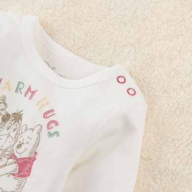 Cool Club, Set pentru bebelusi, Body cu maneca lunga, Pantaloni cu botosei, Caciula, Baveta, ecru, imprimeu Winnie the Pooh