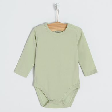 Cool Club, Set pentru bebelusi, body cu maneca lunga, salopeta cu botosei, bumbac organic, verde, ecru