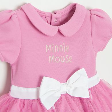 Cool Club, Set pentru fete, Body-rochie cu maneca scurta pentru fete, Bentita, roz, imprimeu Minnie Mouse