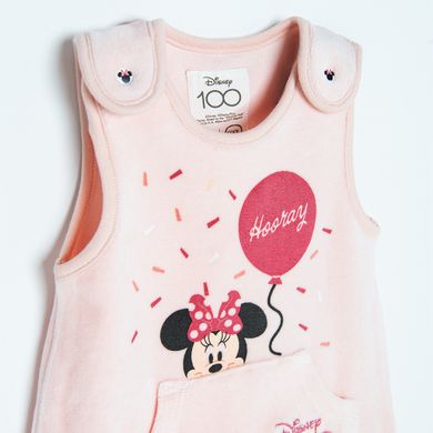 Cool Club, Set pentru fete, Salopeta cu botosei, Body cu maneca lunga, Caciula, roz-alb, imprimeu Disney