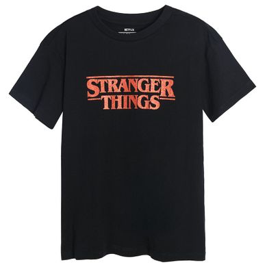 Cool Club, Tricou pentru fete, negru, imprimeu Stranger Things