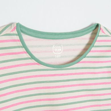 Cool Club, Tricou pentru fete, verde, ecru, set 2 buc.