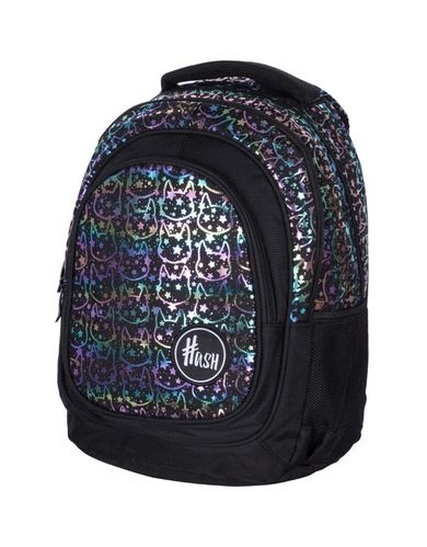 Hash, Holo effect, Neon kitty, rucsac pentru scoala cu 3 compartimente