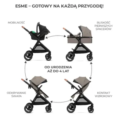 Kinderkraft, Esme, carucior multifunctional 3in1, Sand Beige