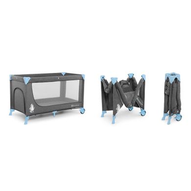 Kinderkraft, Joy, patut de calatorie 2in1 cu accesorii, albastru