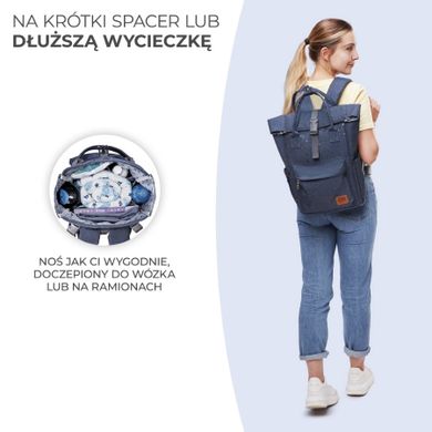 Kinderkraft, Moonpack, rucsac pentru carucior, confetti denim