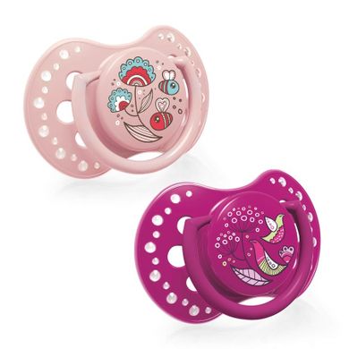 LOVI, Suzeta dinamica silicon Folky, fata, 0-3 m, 2 buc