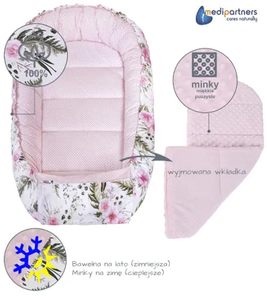 Medi Partners, Flori, babynest, set 5 piese, roz