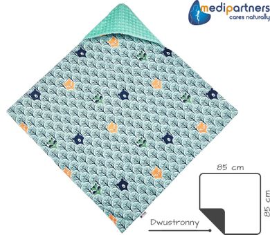 Medi Partners, Padure, patura cu doua fete cu gluga, menta, 85-85 cm