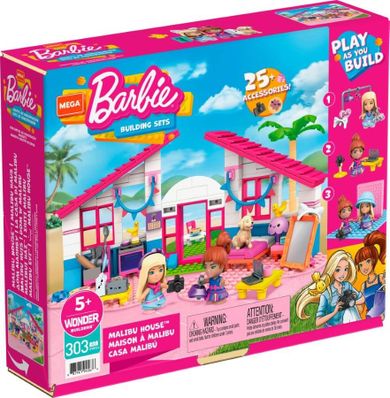 Mega Construx, Barbie, Plaja din Malibu, set de constructie, 303 piese