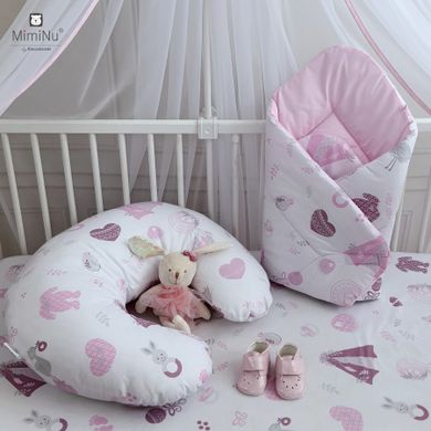MimiNu, Baby Shower, cearceaf din bumbac cu elastic, roz, 60-120 cm