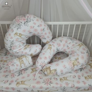 MimiNu, Caprioare, cearceaf din bumbac cu elastic, roz, 60-120 cm