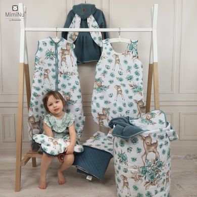 MimiNu, Caprioare, sac de dormit cu fermoar si capse, verde, marime 74