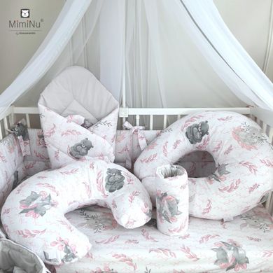 MimiNu, Lulu, cearceaf din bumbac cu elastic, roz, 60-120 cm