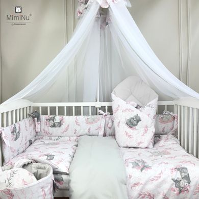 MimiNu, Lulu, set lenjerie de pat 3 piese, roz, 100-135 cm