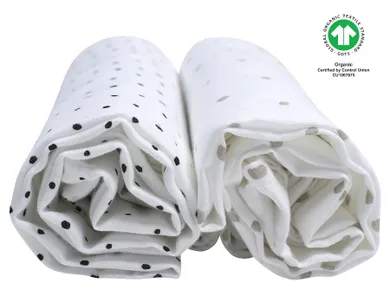 Motherhood, ECO scutece din muselina 85-85 cm, 2 buc., Grey and Black Dots
