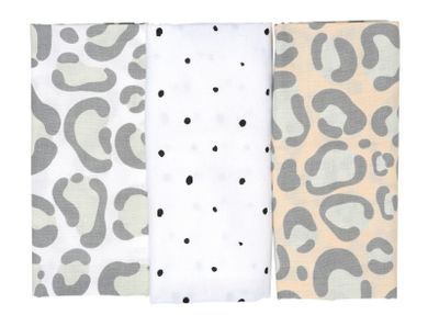 Motherhood, scutece din flanela 70-80 cm, 3 buc., Salmon Leopardus