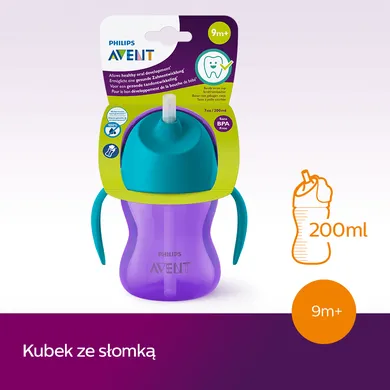 Philips Avent, cana cu pai, violet, 9 luni+, 200 ml, SCF796/02