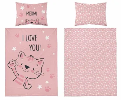 Pisoi, set lenjerie de pat single, roz, 90-120 cm