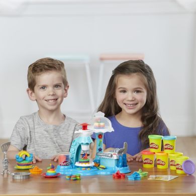 Play-Doh, Rainbow Cake Party, 7 cutie si accesorii, set creativ