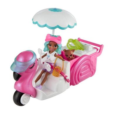 Polly Pocket, Flamingo Snack Cart, set de joaca cu figurina si accesorii