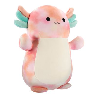 Squishmallows, HugMees, Medium Plush, Aksel Peach Tie-Dye Axolotl, jucarie de plus, 25 cm