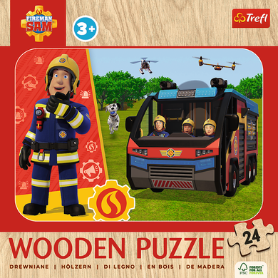 Trefl, Pompierul Sam, puzzle din lemn, 24 piese