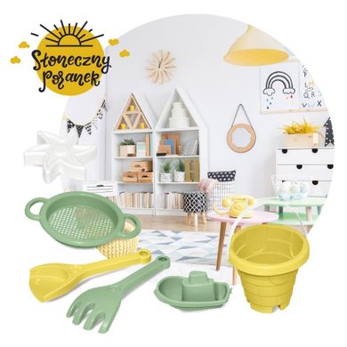 Wader, set de nisip, castel, Dimineata insorita