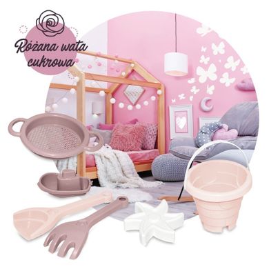 Wader, set de nisip, castel, Vata de zahar trandafirie
