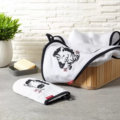 BabyOno, Zebra, Prosop de baie din bambus cu gluga, 85-85 cm