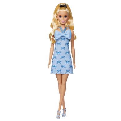 Barbie, Fashionistas, papusa in rochie albastra cu fundite