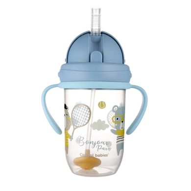 Canpol babies, Bonjour Paris, canita anti-varsare cu pai, albastru, 270 ml