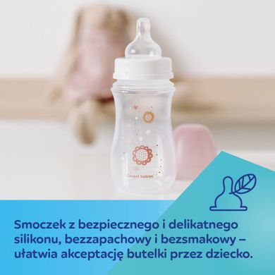Canpol babies, EasyStart, Newborn baby, biberon cu gatul larg, 120 ml, bej, 0m+
